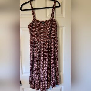 Ruched Floral Black and Pink Dress